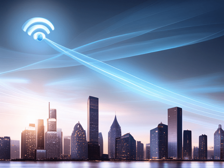 cityscape with wifi logo